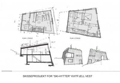 Skisseprosjekt skihytte Kvitfjell